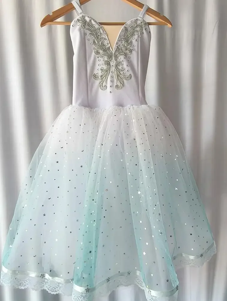 Romantic Tutu Long Ballet Dress For Girls Kids Professional Swan Lake Ballerina Dress Kids Modern Dance Party Ballet Dress