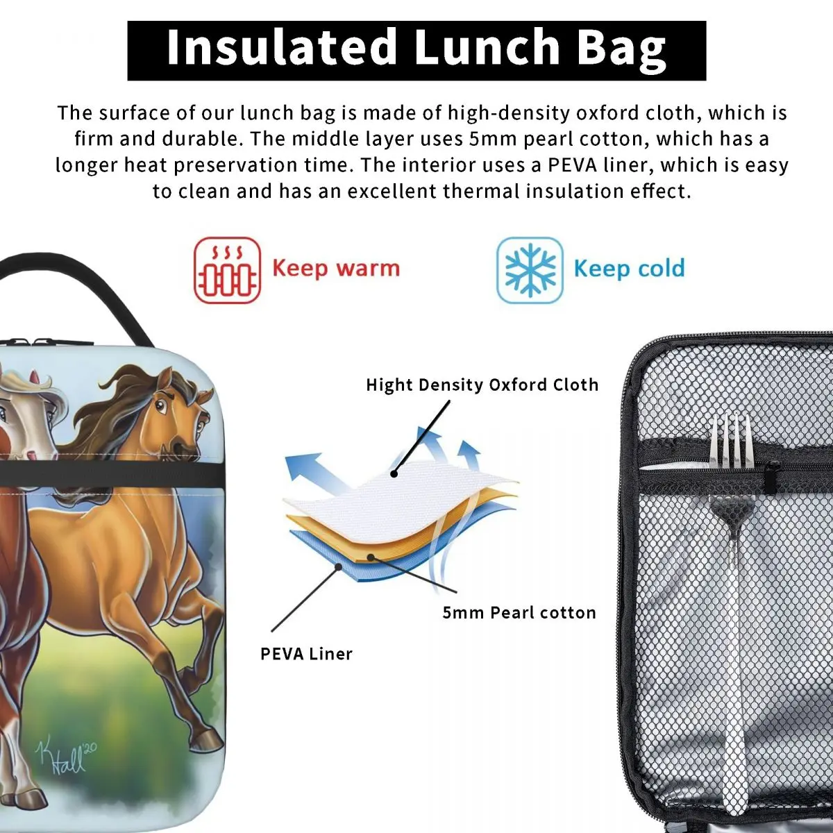 Spirit And Rain Insulated Lunch Bag for Women Children Portable Food Boxes Thermal Lunch Box Tote