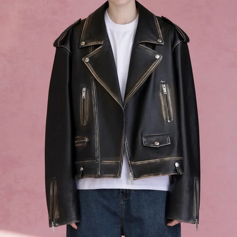 Chaqueta Medieval de cuero de vaca auténtico para hombre y mujer, nuevo estilo, 2023