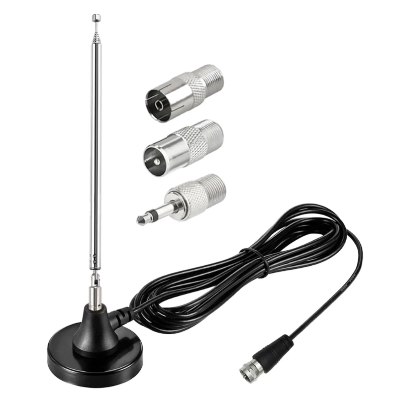 High Gains FM Telescopic Antennas DAB FM Antennas Indoor FM Radio Antennas with 3 Adapter for Household Digital FM Radio