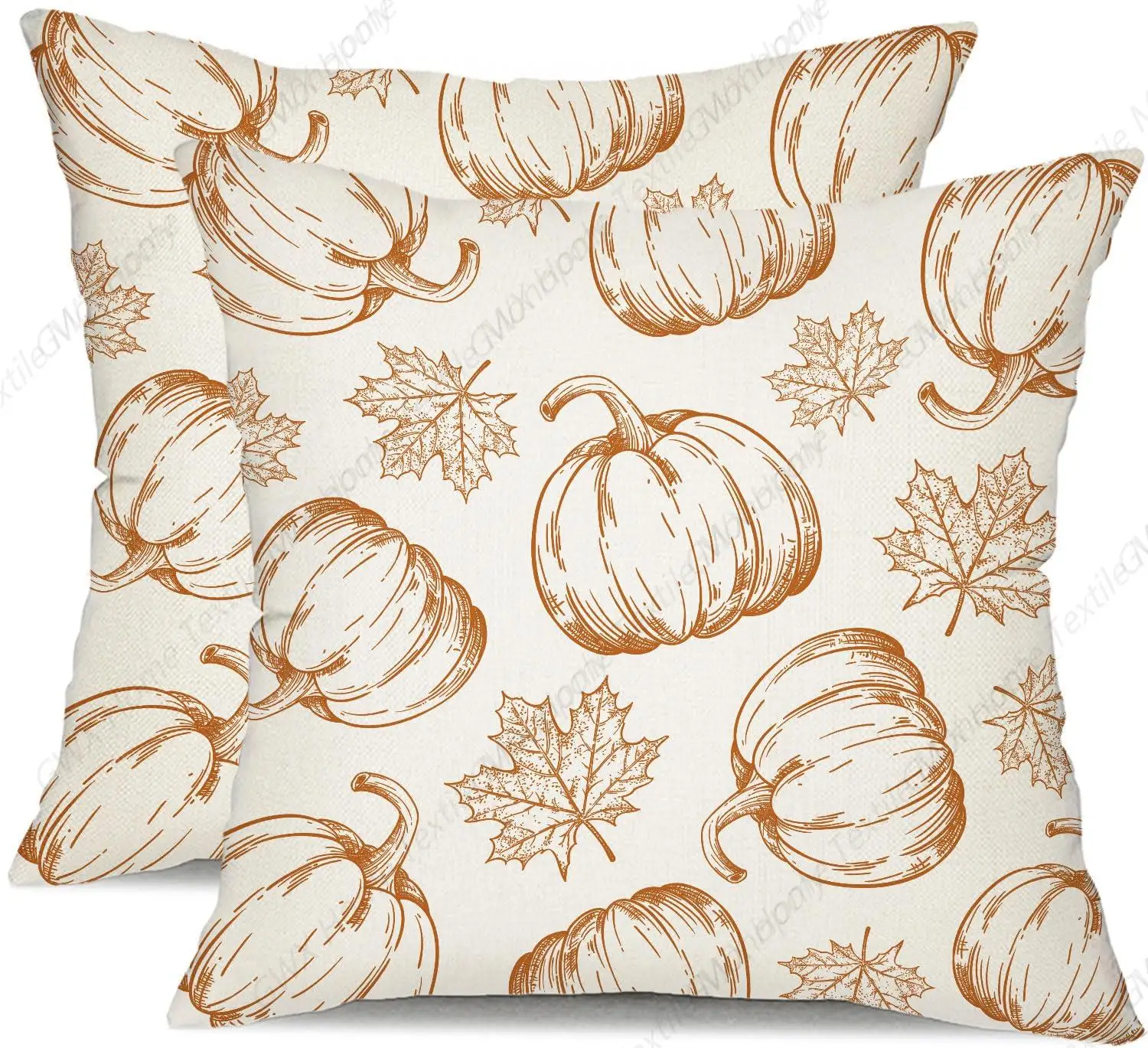 Fall Pillow Covers 16x16 inch Set of 2 Fall Decoration Orange Lines Pumpkin Decor Autumn Outdoor Pillow Cover