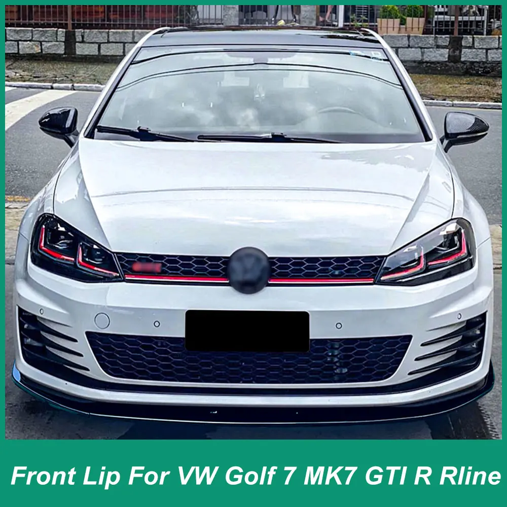 For Volkswagen Golf 7 MK7 GTI R Rline Front Bumper Three Section Down Shovel Exterior Modification ABS Car Parts Black Carbon