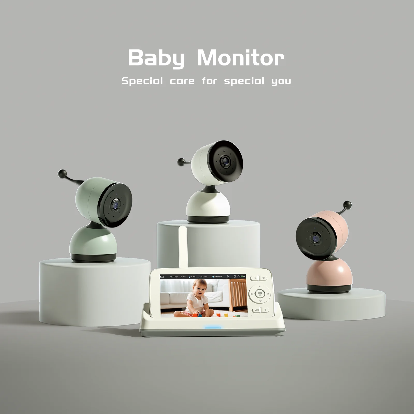 5Inch 2MP 1080P Wireless PTZ Remote Control Temperature Display Baby Monitor Cry Detection   Intercom Video Camera Babysistter