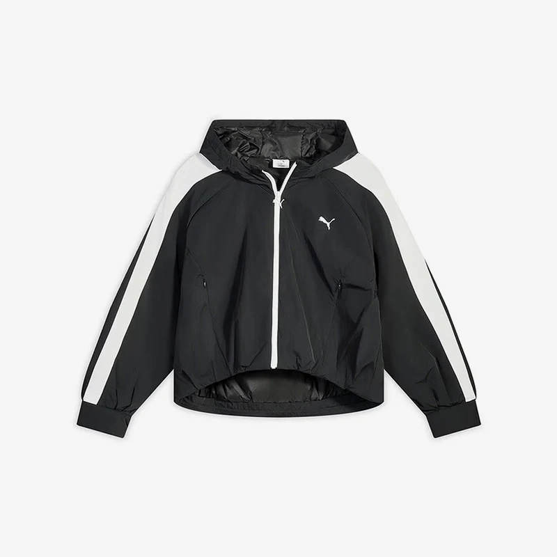 Puma genuine T7 retro loose hooded cotton jacket for women, warm and waterproof jacket 637441-01