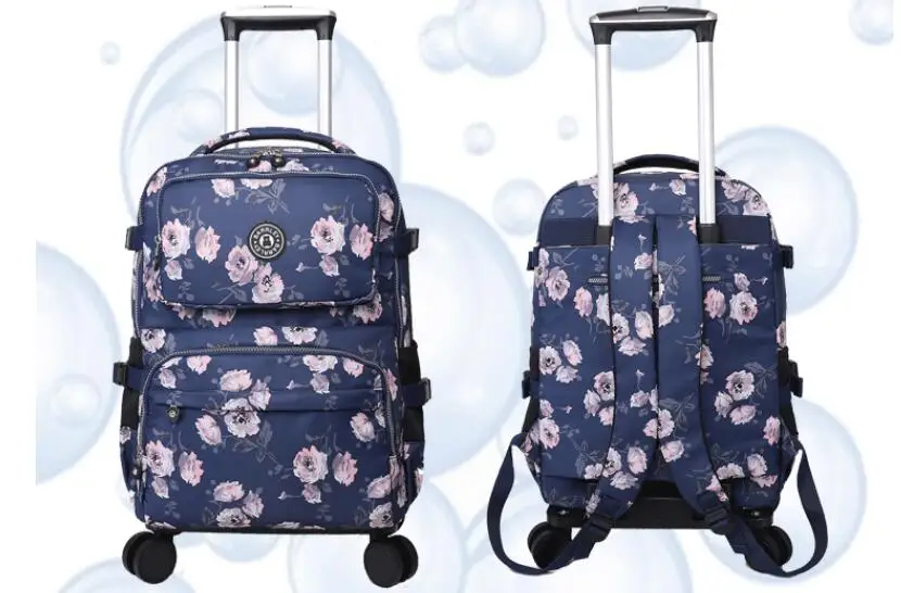 Women Travel Trolley Suitcase Women Wheeled Backpack Spinner Rolling Luggage Suitcase For Woman School Rolling Backpack  Bag