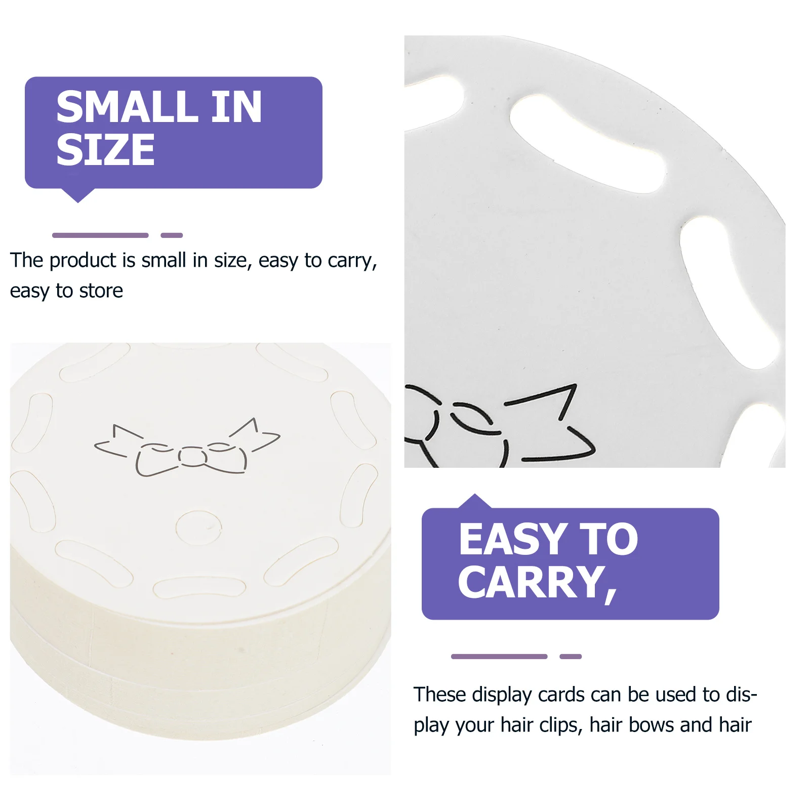 100 Tarjetas de Exhibición para Horquillas de Mariposa, Cartulina Redonda Premium para Accesorios de Moños para el Cabello, Soporte para Manualidades, Adorno, Regalo