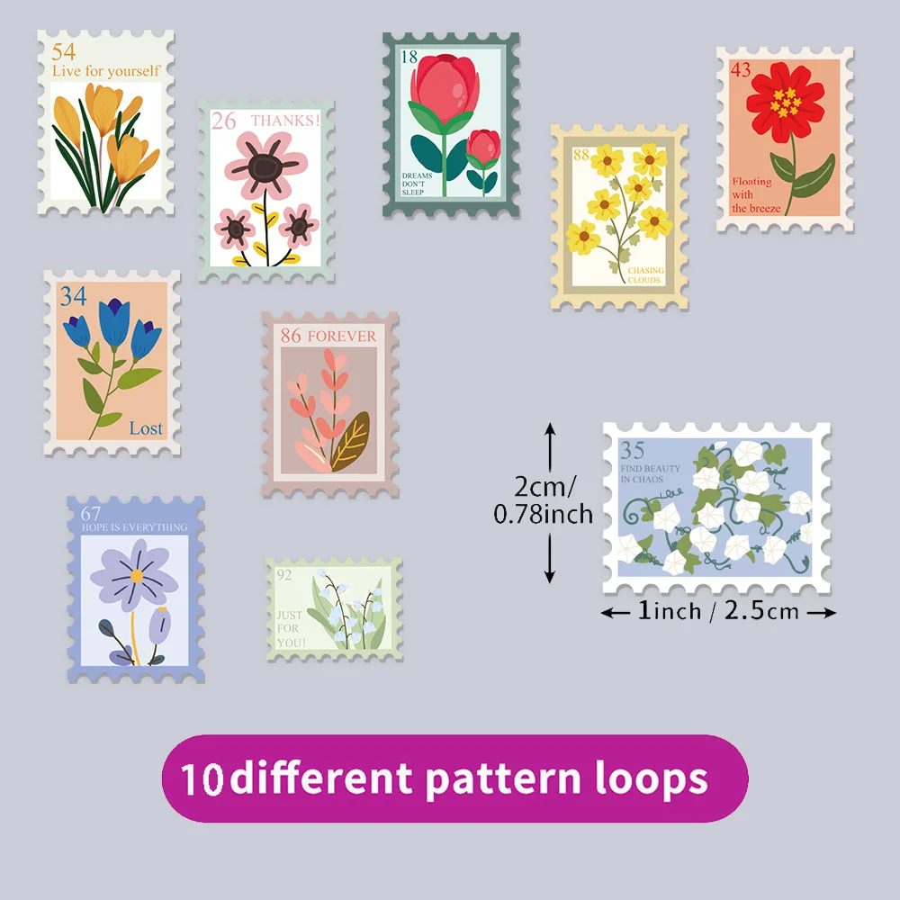 

500PCS Flower Stamp Stickers Guitar Suitcase Phone Case Laptop Decoration Waterproof Roll Stickers