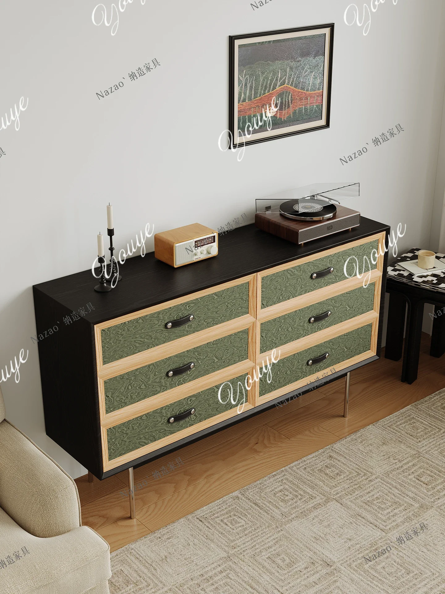 

J Fabricated Medieval Style Solid Wood Chest Of Drawers, Chest Of Drawers, Sideboards, Retro Bedroom Bedside Storage, Wall Stora