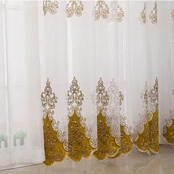 European Retro Exquisite Embroidered Gauze Curtain Curtains for Living Dining Room Bedroom