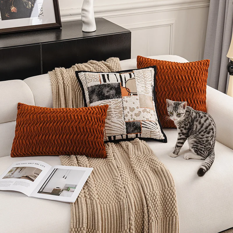 30X50/45X45CM Simple Black Orange Throw Pillow Cover light luxury Waist Cushion Cover Decor Home Decorative Pillowcase