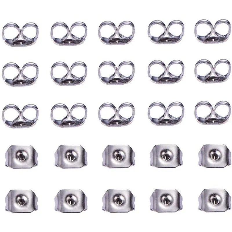 1 Box 200 Pieces 304 Stainless Steel Ear Nuts Safety Butterfly Earring Backs Earring Stoppers for Earring Hook Ear Stud