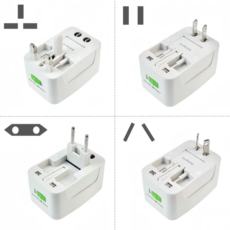 International Plug Adapter AC Power Charger Adapter All In One Without USB Port AU US UK EU Converter World Travel Universal