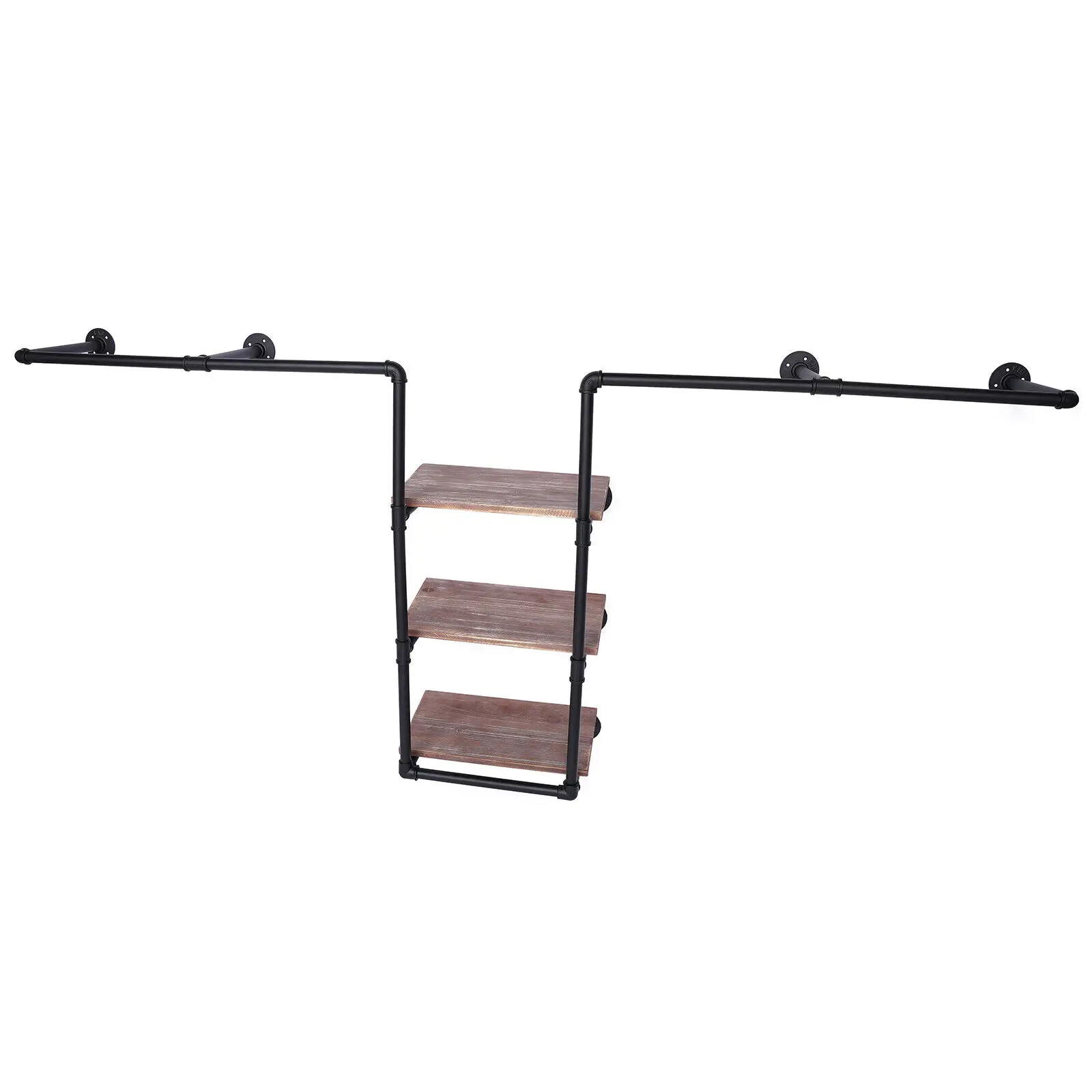 Industrial Industrial Pipe Clothing Rack Display Wall Mount Garment Hanging Rack