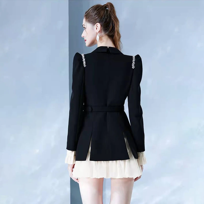 

Ele Bla Suit Dr Women's Lantern Skirt Design High-End Feelings Commute Sle Long Sve Formal Dr