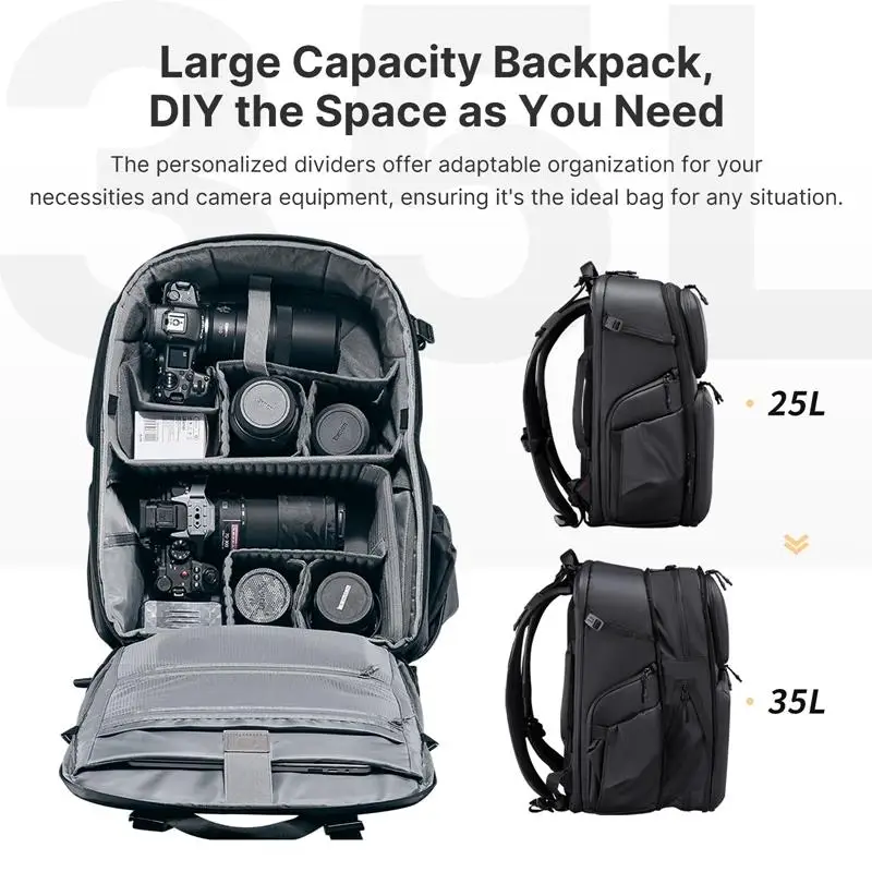 Ulanzi BP10 Hardshell Camera Backpack 35L Travel Large Capacity Storage Water Resistant Photography Bag Camera Shoulders Bag