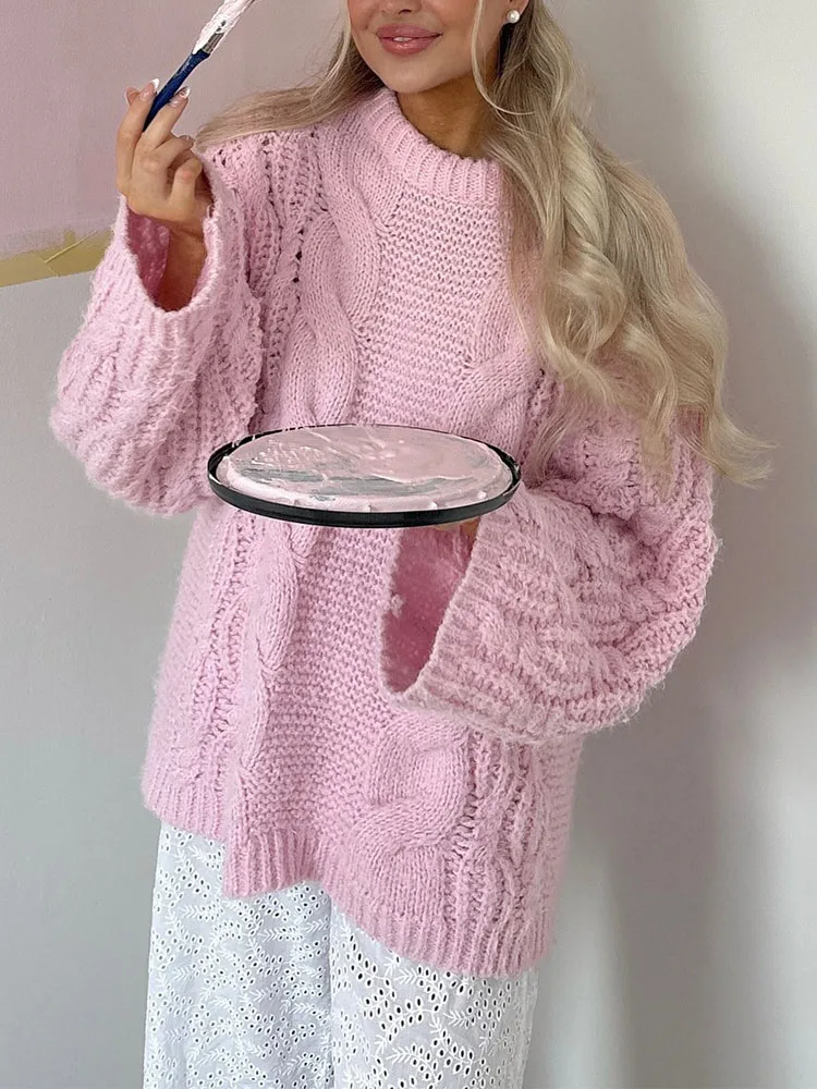 Autumn Winter New Women's Commuting Warm Pullovers Fashion Knitted Hollow Out Sweater Casual Crochet O-neck Long Sleeve Jumpers