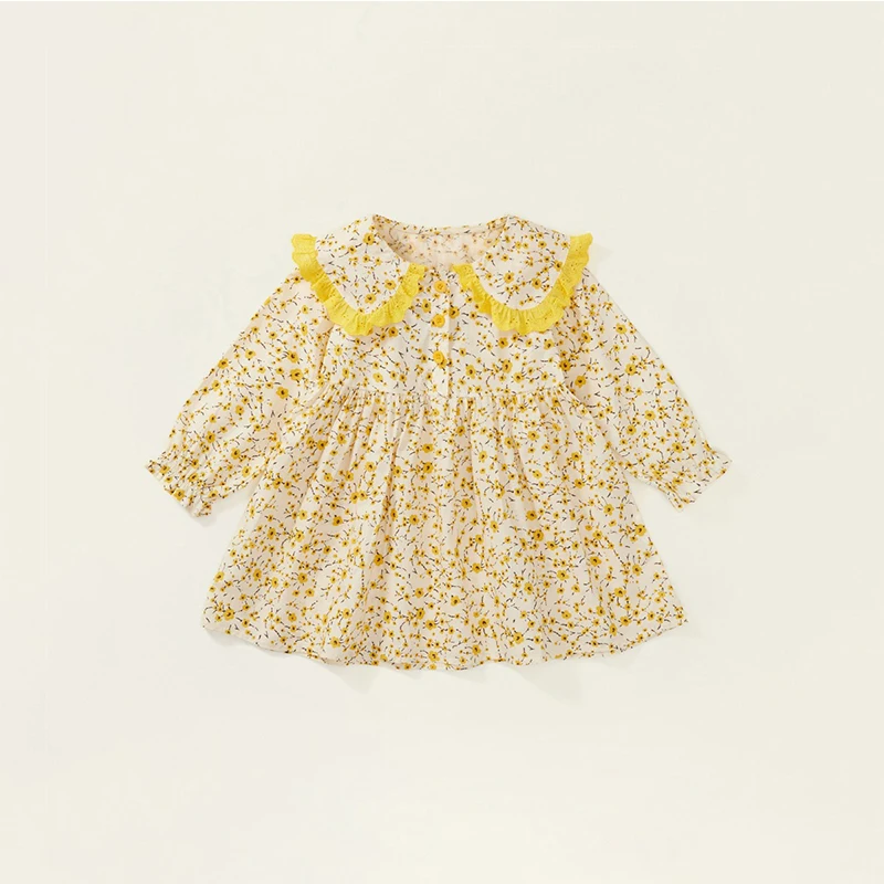 

One Piece Korean Style Autumn Cotton New Princess Floral Fairy Elegant And Pretty Women's Dresses Girls From 2 To 7 Years