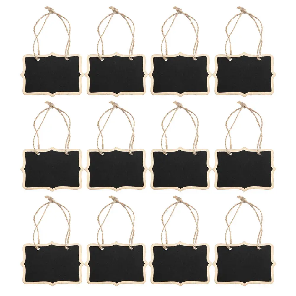 12Pcs Mini Wooden Chalkboards Small Blackboard Hanging Decor Reusable Message Board Two-Sided DIY Writing Surface for Notes - view 4