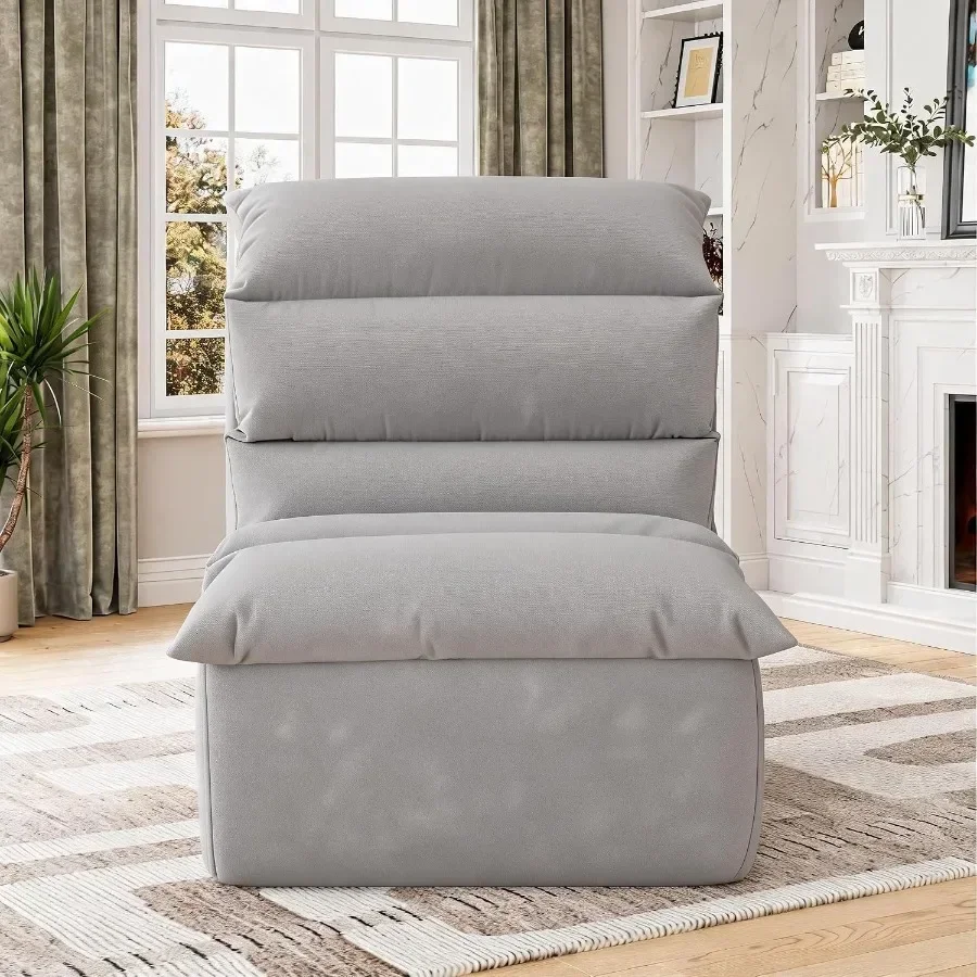 Bean Bag Chair for living room use, grey high-density foam filling, soft fabric cover, ergonomic support and comfort