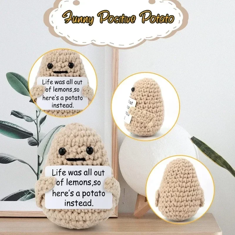 New Positive Cute Potato Home Room Decor Mini Handmade Plush Ornament Knitting Wool Yarn Doll Birthday Gifts Room Decorations