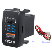12-24V Dual USB Car Charger Socket Type-C PD QC3.0 LED Voltmeter Waterproof Fast Charge Adapter for Bus Trailer Boats Marine