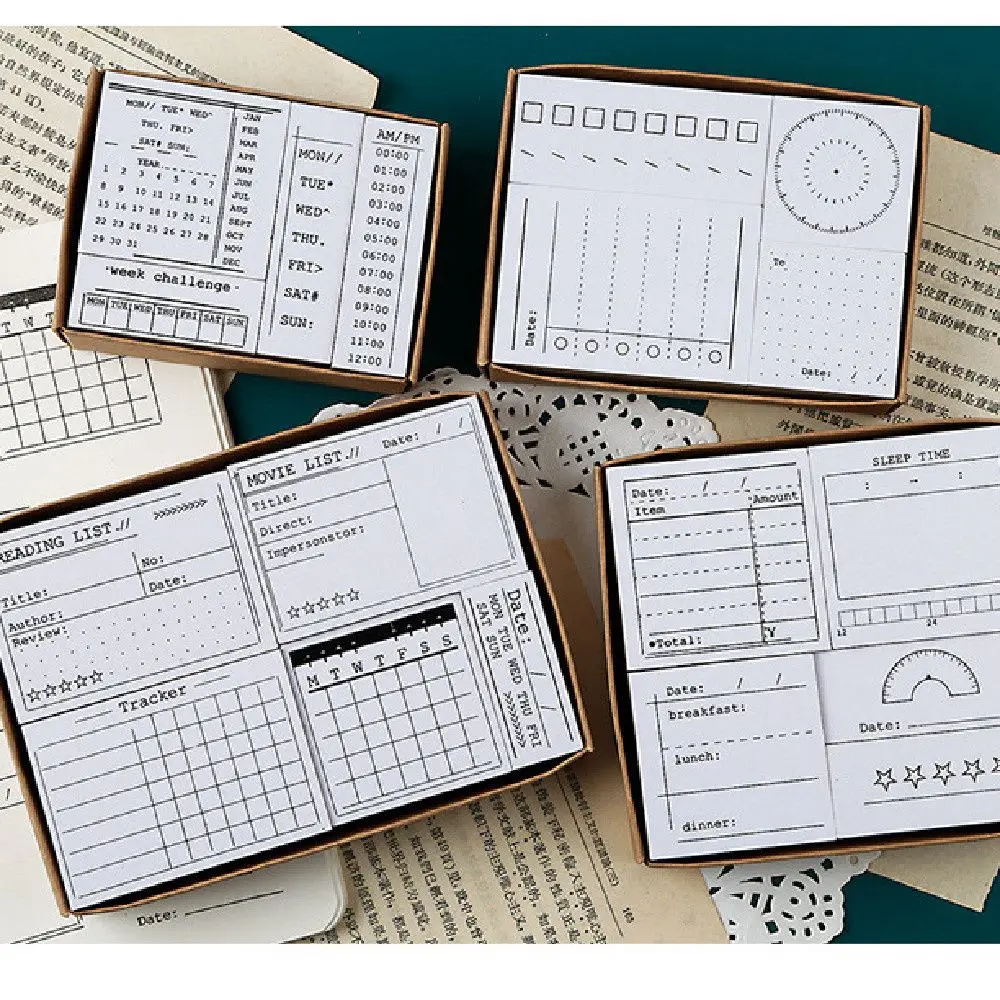 Fashion Wooden Journal Stamps Set Basic Function Monthly Schedule Daily Plan Stationery Scrapbooking To Do List