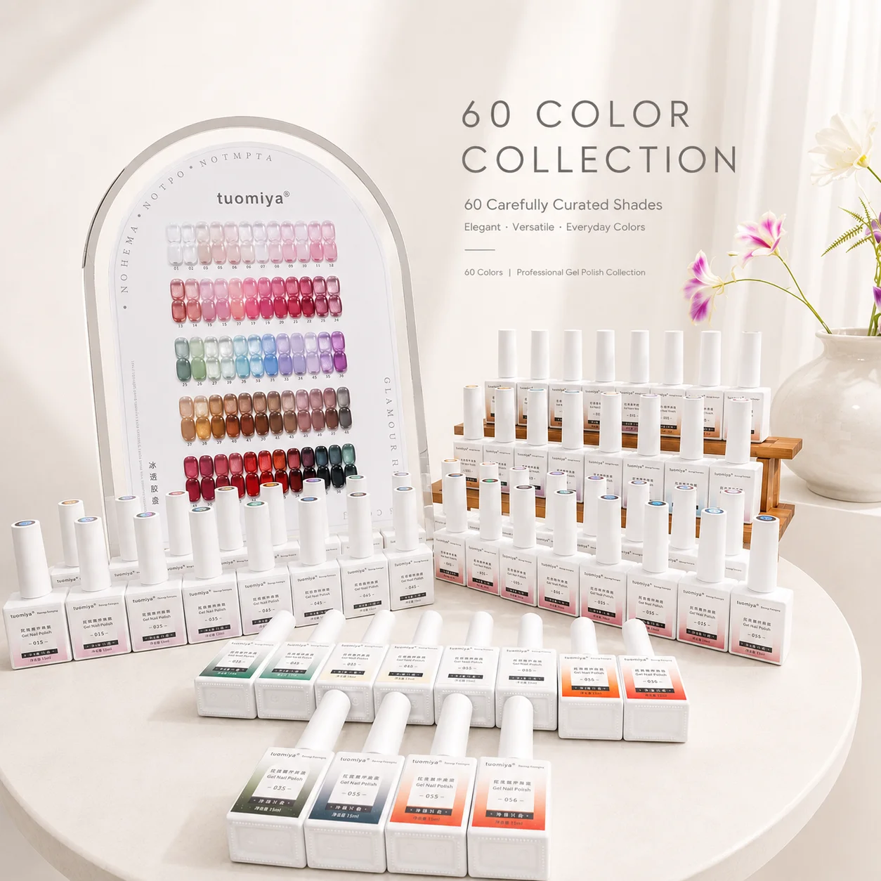 Conjunto de esmalte em gel para unhas com 60 cores, kit de arte para unhas DIY, tudo para decoração, gel UV removível, longa duração, kit de pintura p