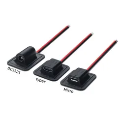 DC 5.5*2.1 / Micro USB Type-C Female 2P Wire Type USB C Pigtail Cable Extension Power Cable USB-C Plug to 2 Pin Bare Wire Open