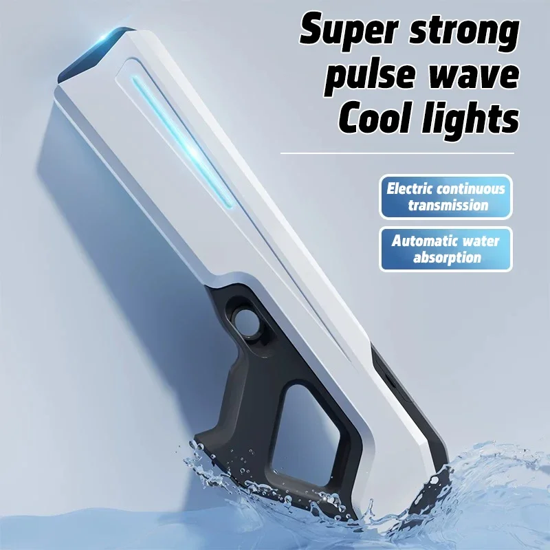 Brinquedo de tiro com pistola de água elétrica totalmente automática, piscina adulta de verão com luzes, brinquedo de batalha de praia para crianças, presente