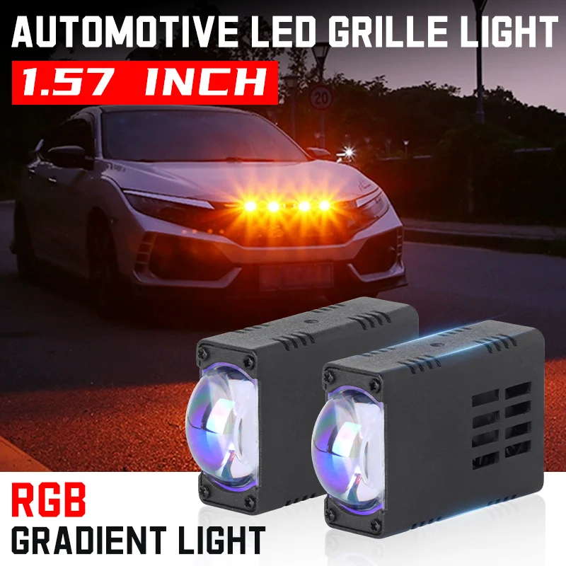 2pcs Super Slim Yellow&White LED Sportlight Dual Beam Bi-Led Projector Grill Lights 3000K 6000K for Motorcycle ATV UTV Projector