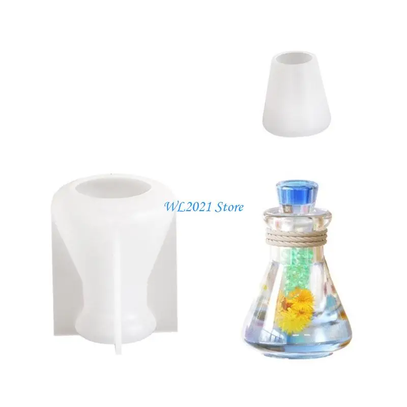 

G5GC Epoxy Resin Drift Bottle Mold Heart Shaped Wishing Bottle Pendant Mold Night Light Keychain Jewelry Making Silicone Mold