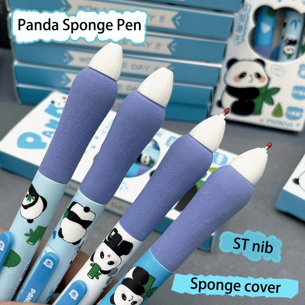 4 قطعة/صندوق ST تلميح الباندا قلم محايد اللون الصحافة نوع لينة سحابة قبضة قلم حبر جاف التجفيف السريع 0.5 مللي متر الحبر الأسود أدوات الكتابة
