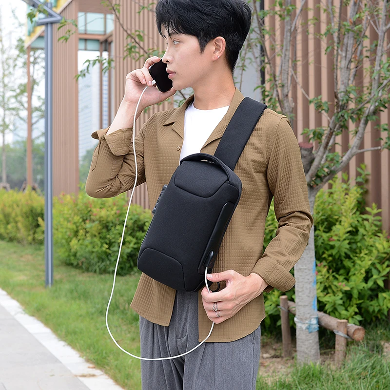 2024 Fashion Trend Crossbody Men Small Shoulder Multi-function Casual Oxford Cloth Chest Bags With Big Pockets For Work Business