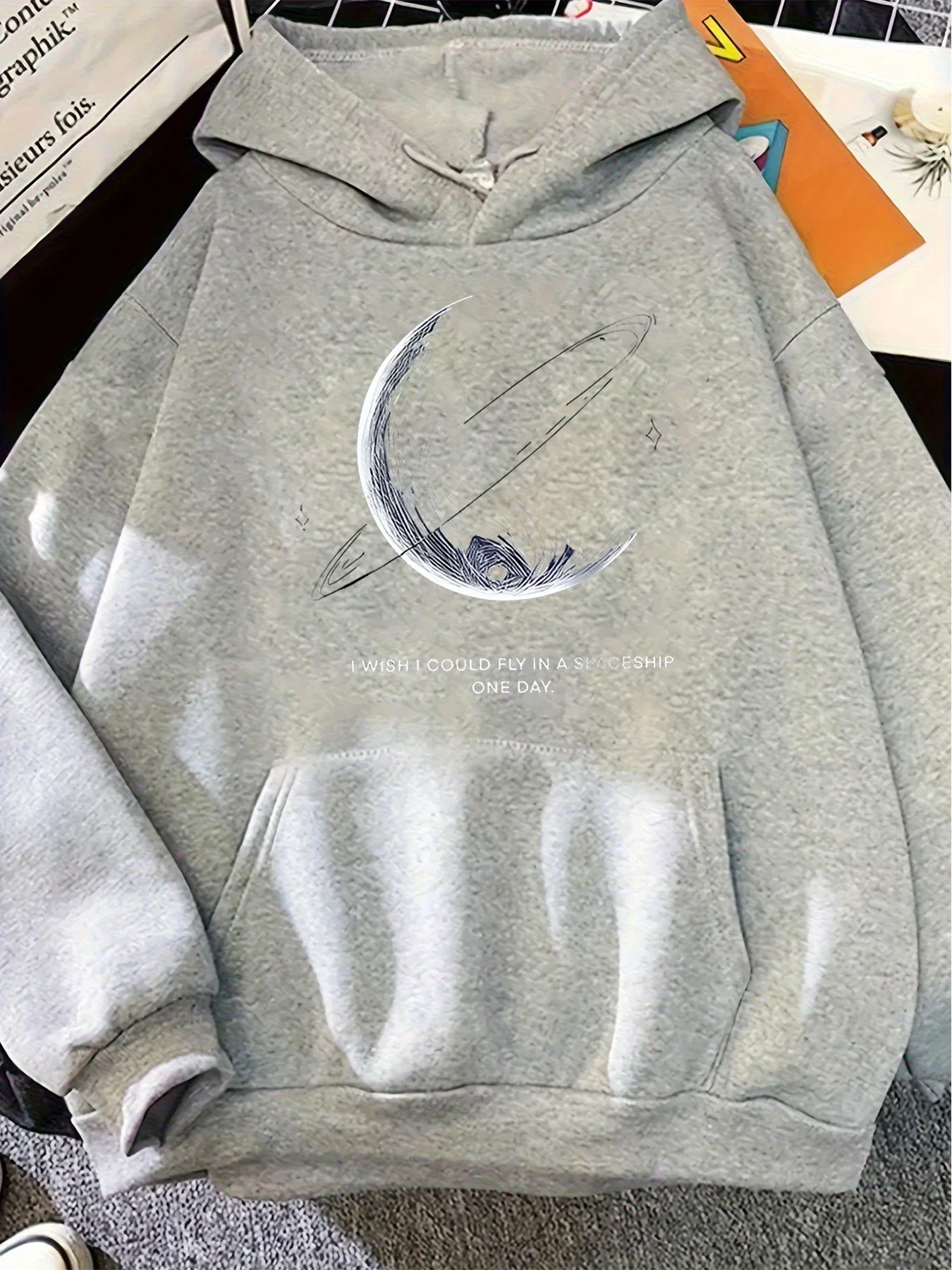 2026 Vintage Cosmic Moon Graphic Hoodie Men Women Casual Streetwear Space Dream Long Sleeve Hooded Sweatshirt