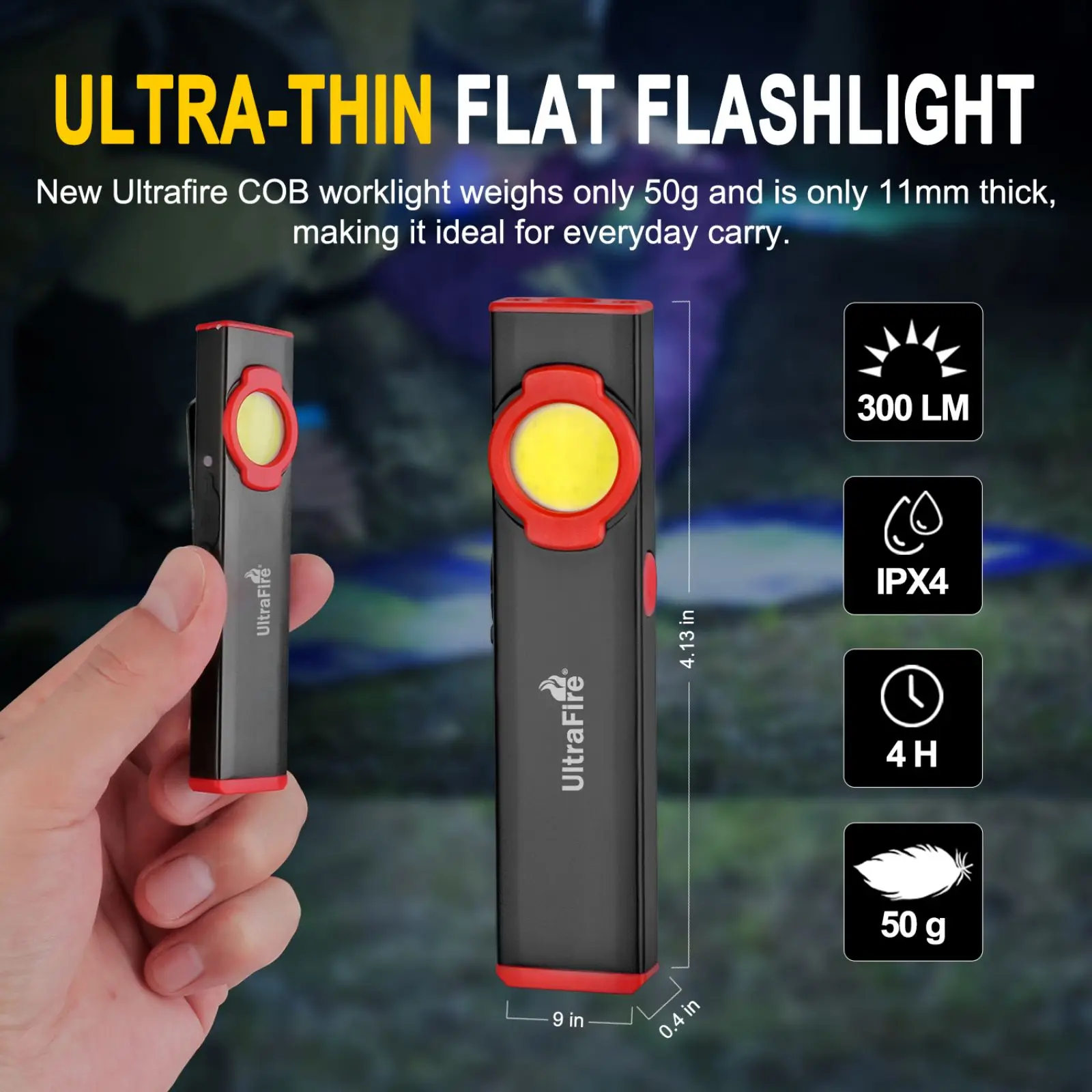 UltraFire UF-385 LED Keychain Flashlight Portable COB Mini Clip Torch USB Rechargeable Dual Light Pocket Work Light with Magnet