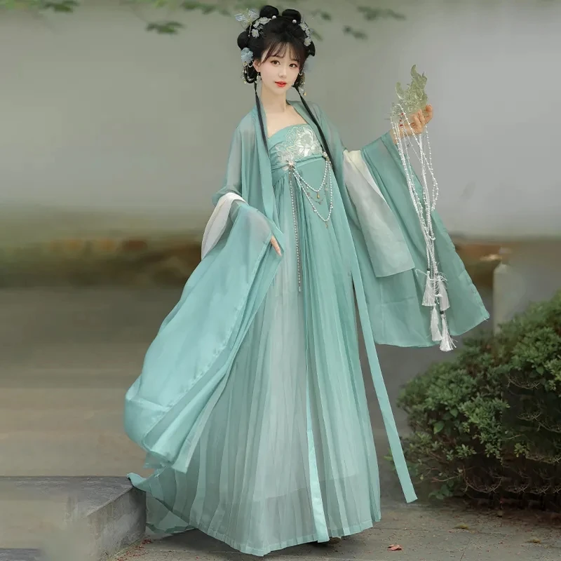 

Юбка Chebula в стиле Тан, женская новая весенне-летняя рубашка с большими рукавами Hanfu, тонкое платье с вышивкой для выпускного, банкетного танца, женское