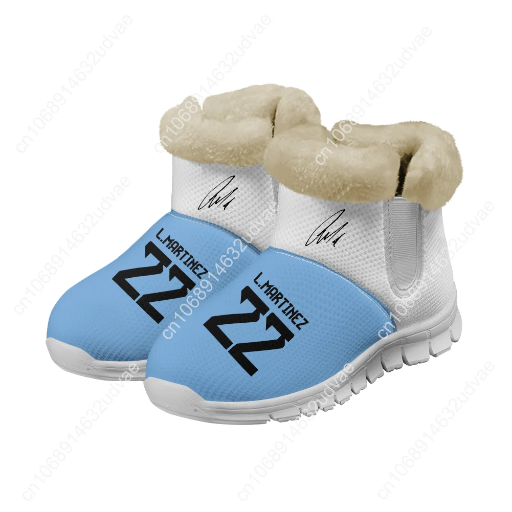 Lautaro No.10 Plush Shoes Boots Men Women Teenager Keep Warm Sneakers Argentina Soccer Star Boot Casual Customize Sneaker White