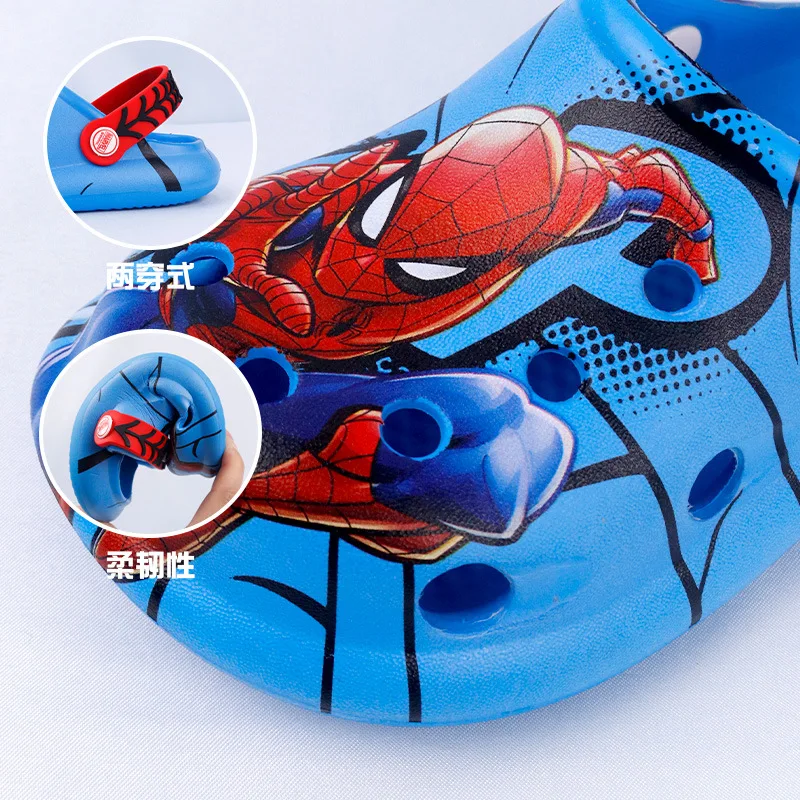 2024 Disney Children\'s Slippers Summer Boys Spiderman Slipper Anti-slip Hole Kids Beach Shoes Soft Bottom Toddler Home Slipper