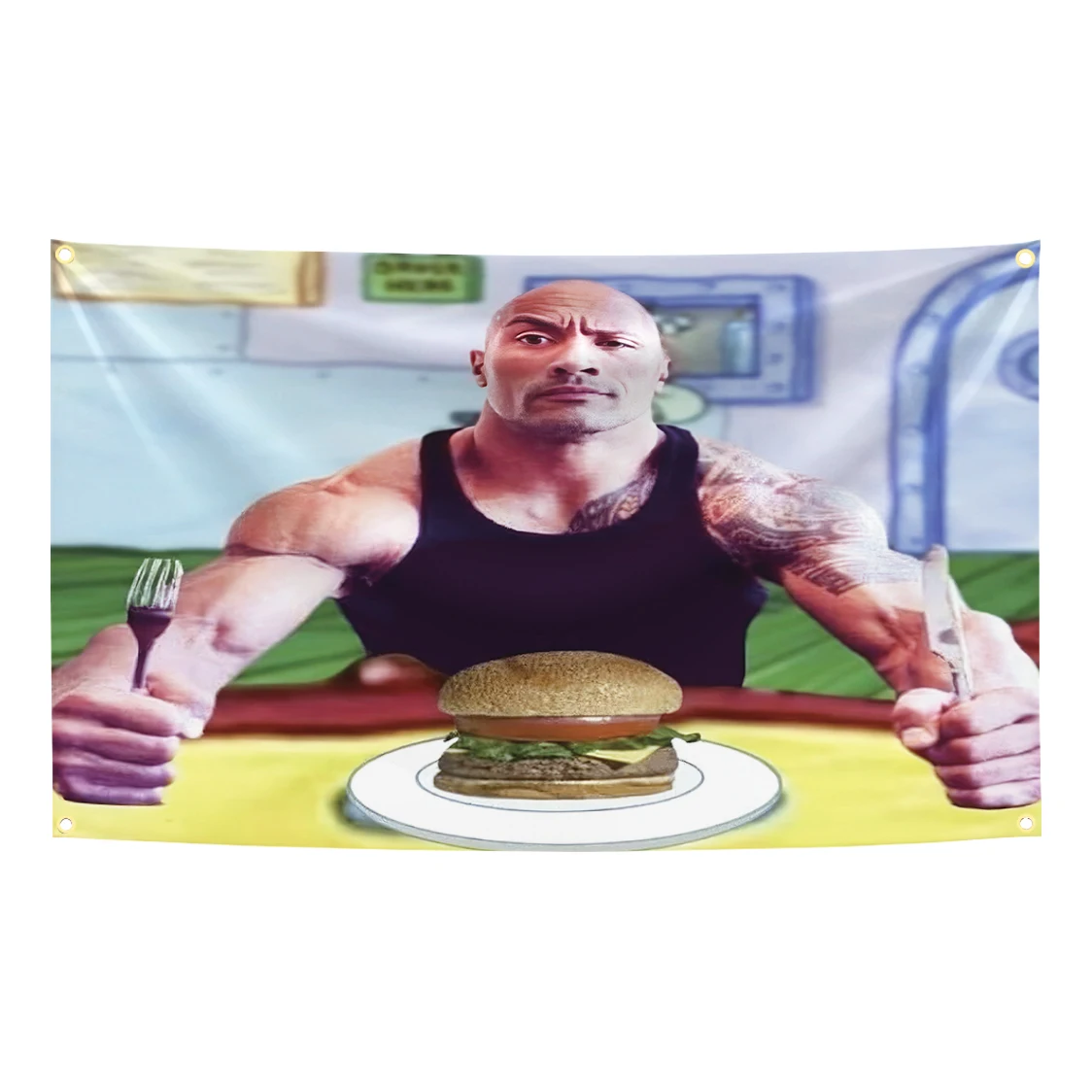 90x150cm Johnson Pancakes Funny Meme Flag Abstract Cartoon Art Design Tapestry Color Wall Hanging Flag For Bedroom