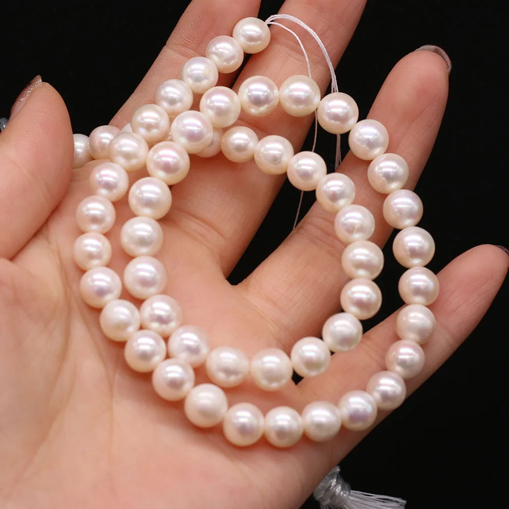 8-9mm Natural Zhuji Freshwater Culture Pearl Beads Loose Big Round Spacer Bead for Jewelry Making Diy Necklace Bracelet Gifts