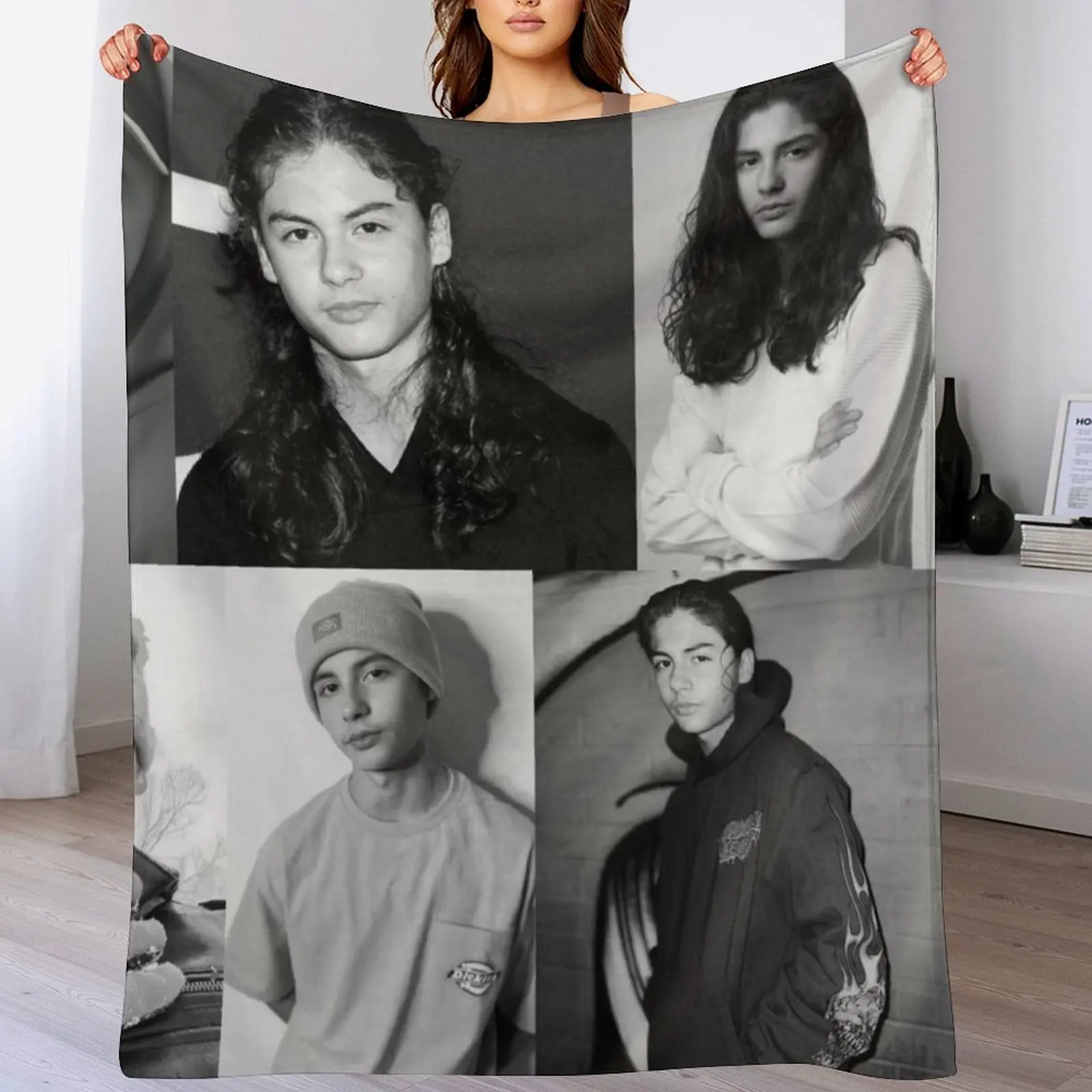 

Black and White Miguel Cazarez Mora Collage 2 Throw Blanket Designers Blankets For Sofas Furrys Blankets
