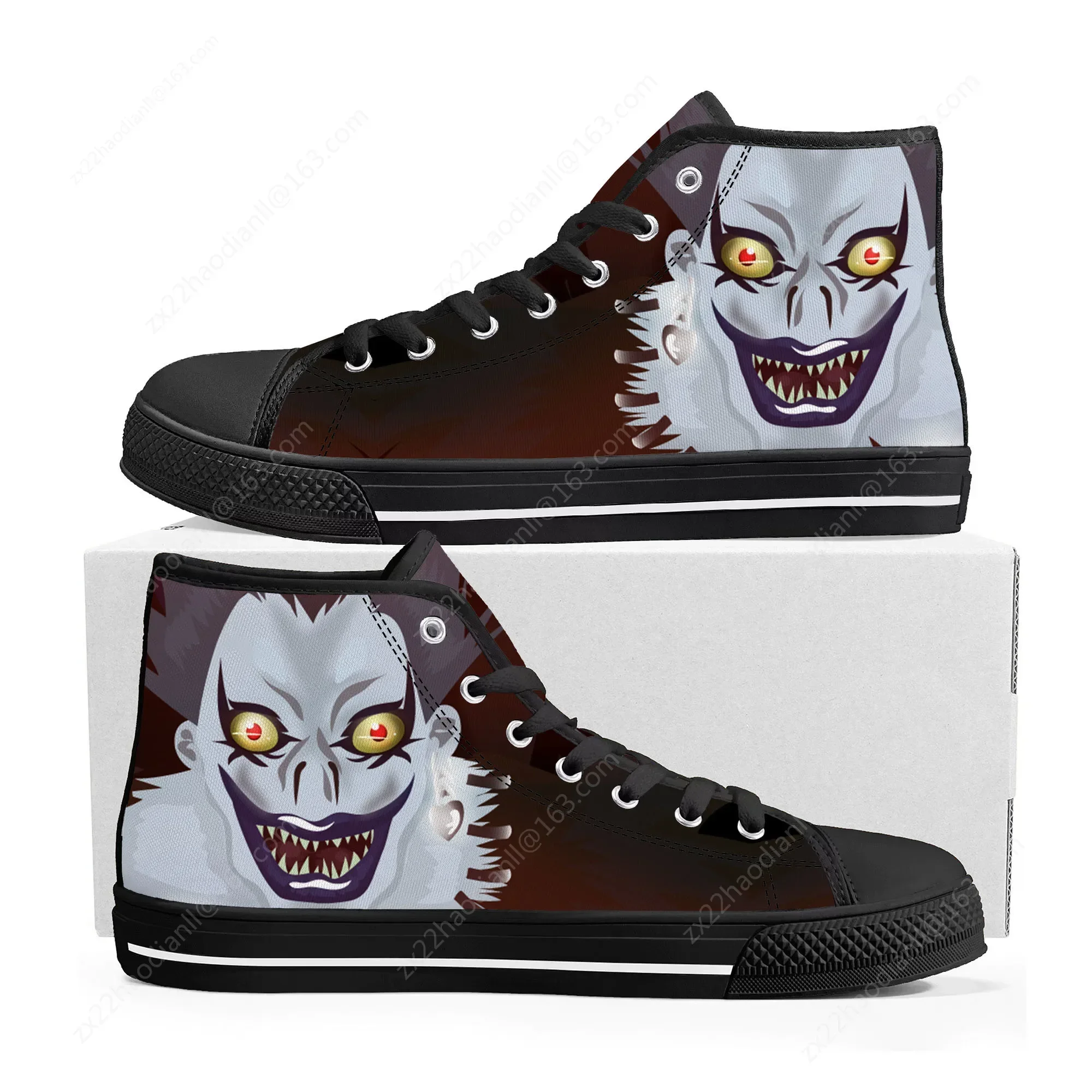 Demon Ryuk Horror Death Note High Top Sneakers High Quality Mens Womens Teenager Canvas Sneaker Casual Couple Shoes Custom Shoe
