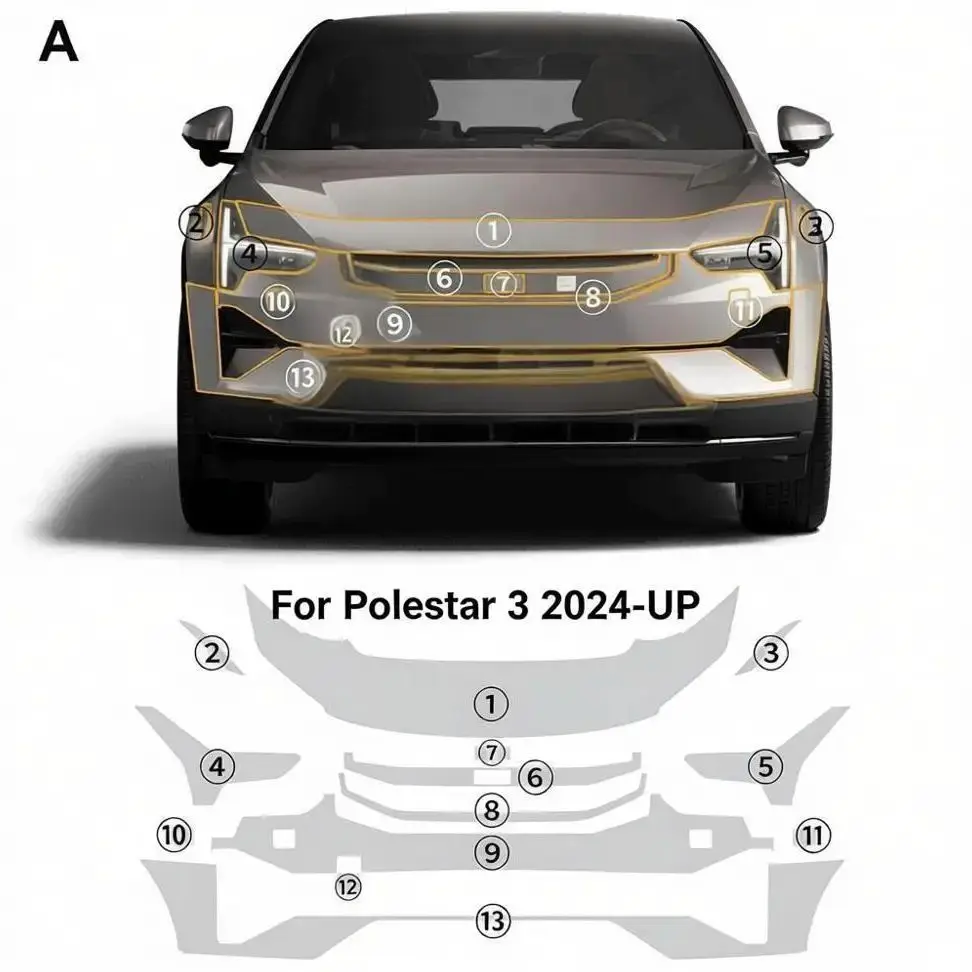 For Polestar 3 2024-2025 TPU Paint Protection Film Self-Healing Matte And Clear Bra Pre-cut PPF Car Body Anti-Scratch Resistant