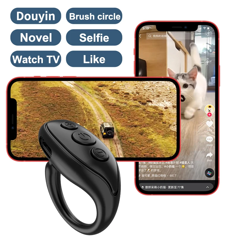 Ring Remote Control For Tiktok Browsing Mobile Phone Selfie Page Turner Lazy Artifact For IPhone Samsung Huawei BT-compatible5.3