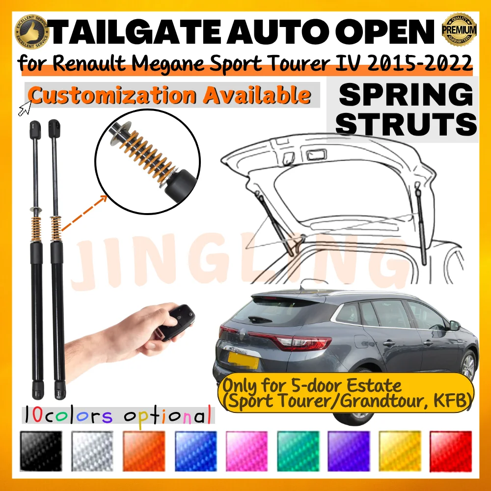 

Qty(2) Trunk Struts with Spring for Renault Megane Sport Tourer IV Estate 2015-2022 Rear Tailgate Lift Supports Shock Absorbers