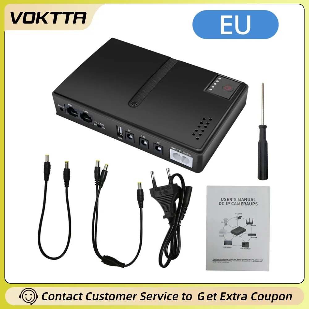 

AC85-265V DC1018L Router 5V 9V 12V Optical Cat Monitor Backup Uninterruptible DC Power Supply Charger Cell Phone UPS No Battery