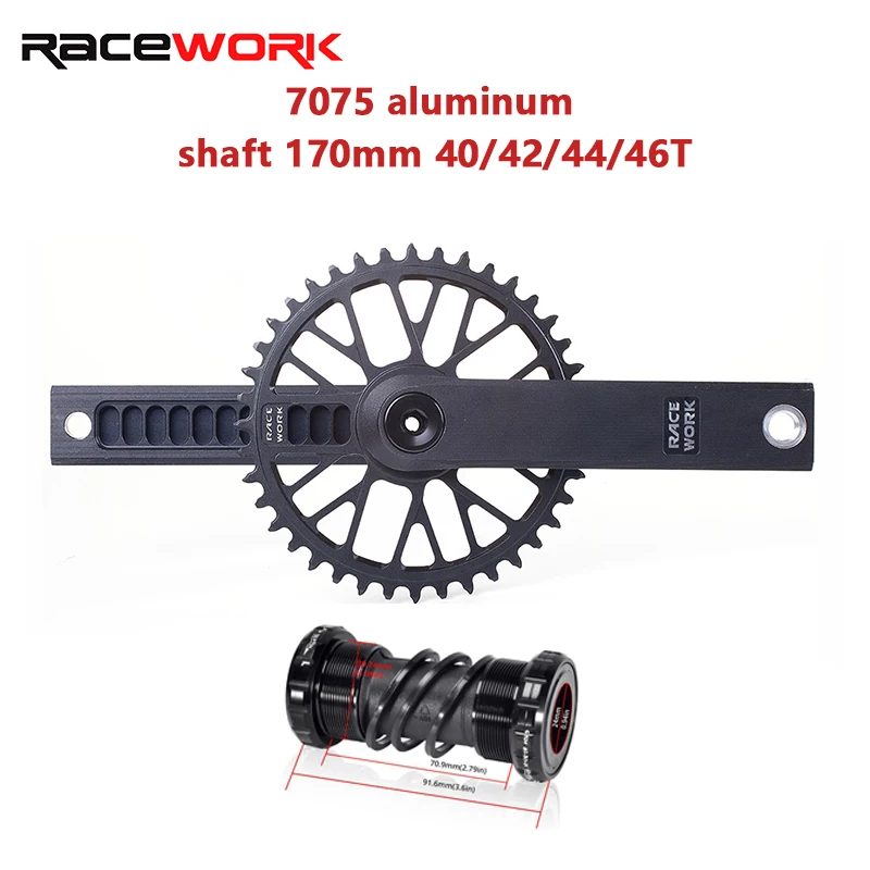 

RACEWORK Road Bike Crankset 9/10/11/12 Speed 170mm Hollow Narrow Wide Chainring Bicycle Crank 40/42/44/46T with BB for Gravel