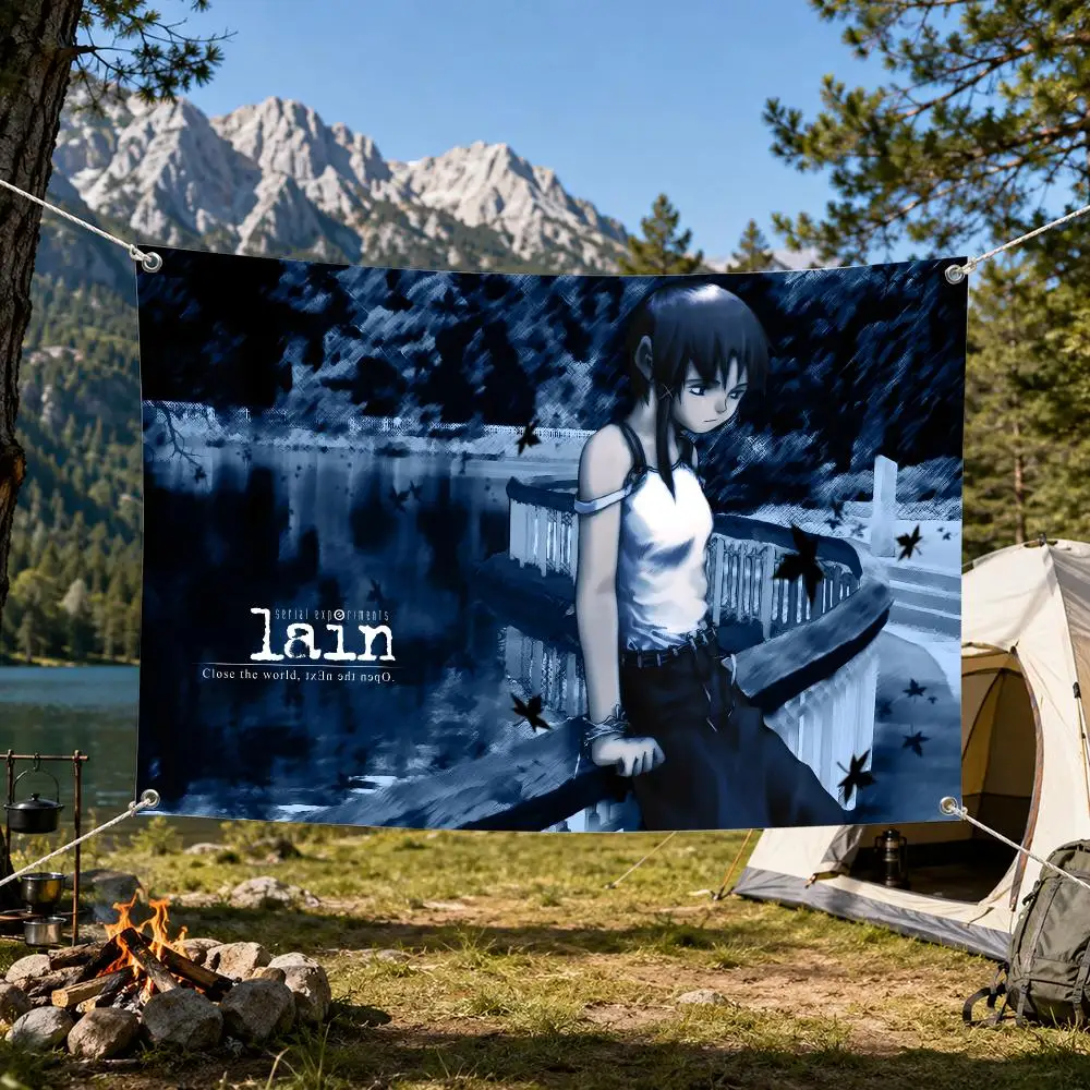 Serial Experiments Lain Flags Aesthetic Wall Tapestry Printed Wall Hanging Living Room Party Outdoor Decor
