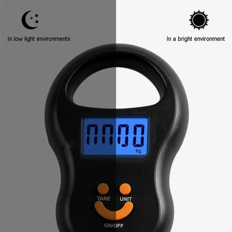 Portable 50Kg 10g Hanging Scale  Digital Scale BackLight Electronic  Fishing Weights Pocket Scale Luggage Scales Black