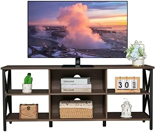 

TV Stand for 55 Inch TV, 47 Inch TV Stand with Adjustable Shelves, TV Room, Modern TV Stand for Bedroom, Grey Rv L bracket